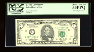 DBR 1993 $5 FRN San Francisco Fr. 1983-L PCGS 55 PPQ Serial L03445451B - Picture 1 of 2