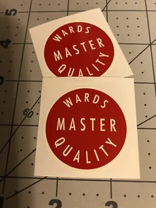 Juego de 2 calcomanías redondas Wards Master Quality para cajas de herramientas años 1940-50 1 5/8" - Imagen 1 de 1