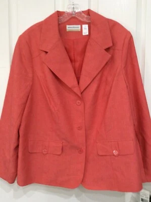 Alfred Dunner“One Sweet Day”女式18W码珊瑚色纯色西装外套 — 第 1/2 张图片