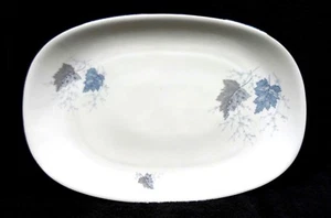 Made in Western Germany 14" Oval Serving Platter Gray Blue Leaves Silver Trim - Picture 1 of 4