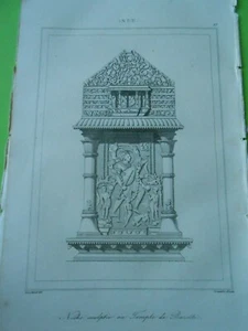 Gravure 1845 - Inde Niche Sculptée du temple de Barolla - Picture 1 of 1
