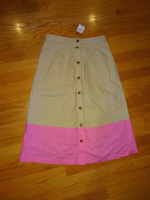 New J.Crew Linen/Cotton Beige/Pink Skirt Size S - Image 1 of 4