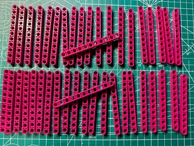 LEGO Technic - 42 x Studless Beams - 11L - Magenta - Liftarms - New - (32525) - Image 1 of 4