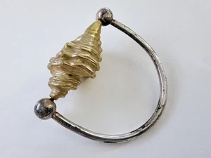 Gorgeous Vourakis Gold Plated Sterling Silver 950 Shell Modern Bangle Bracelet. - Picture 1 of 13
