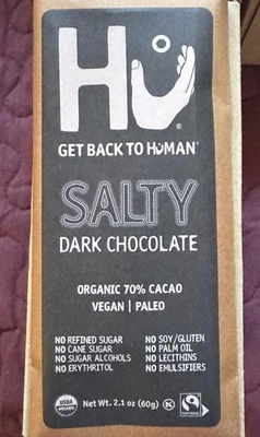 11 Barras Hu Chocolate Escuro Salgado, Vegano Orgânico Natural, Sem Glúten, Paleo, Não OGM - Imagem 1 de 4
