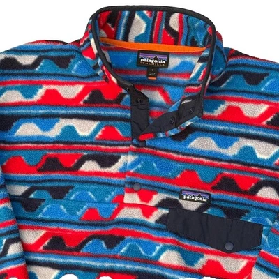 Pullover polar Patagonia Synchilla para hombre L Snap raro azul azteca ondas delta Foto 1 de 4