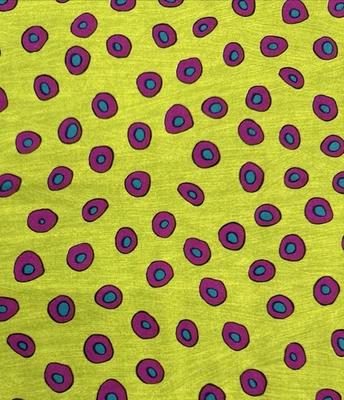 Lime Green Modern Purple Dots Cotton Fabric Jan Mullen BTHalfY #30 - Image 1 of 4