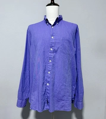 Camisa John Varvatos EE. UU. Manga Larga Botón Hombre XXL Lavanda Rayas Foto 1 de 4