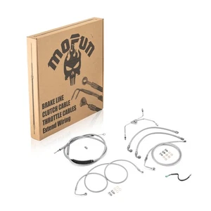 Guidon chromé 16"-18" TBW & ligne d'embrayage et ligne de frein avant pour Harley Touring ABS - Photo 1/9