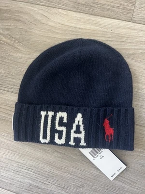 Polo Ralph Lauren Team EE. UU. Gorro de Lana Azul Rojo Hecho en EE. UU. Olímpico Foto 1 de 4