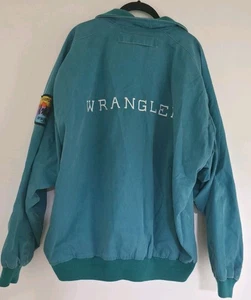 VTG 90s Wrangler Brushpopper Western Cowboy Teal Full Zip Mens 2XL Bomber Jacket - Picture 1 of 16