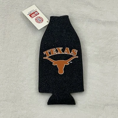 Texas Longhorns NCAA Football 12oz Beer Soda Bottle Glitter Zipper Drink Koozie - Image 1 of 4