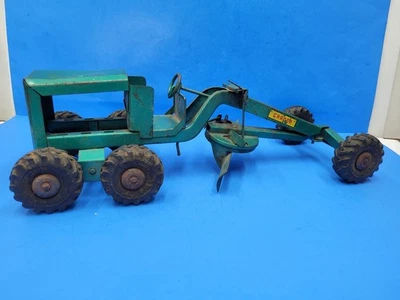 Niveladora de carretera Structo vintage años 50 verde con hoja casi completa Foto 1 de 4