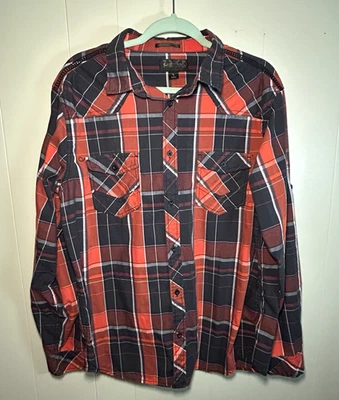 Helix Athletic Fit Naranja Negro Mangas Largas Costuras Occidentales Para Hombre Talla L Foto 1 de 4