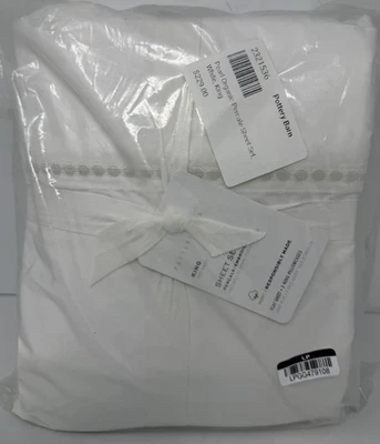 New Pottery Barn Pearl Organic Percale KING Sheet Set ~White~ - Image 1 of 2