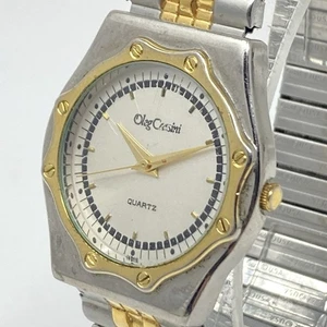 Reloj De Colección Oleg Cassini Hombre 32mm Plata Oro Dos Tonos Banda Elástica Batería Nueva 7" - Imagen 1 de 14