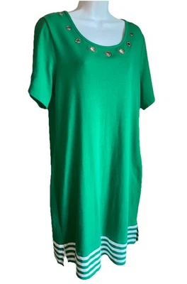 Vestido largo QUACKER FACTORY dobladillo a rayas ojales dorados verde talla grande acogedor-de lujo Foto 1 de 4
