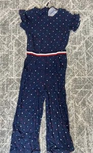 Girls Polo Ralph Lauren Navy Jumpsuit Long Pants Navy,  Stars, Zipper Sz 14/16 - Picture 1 of 4