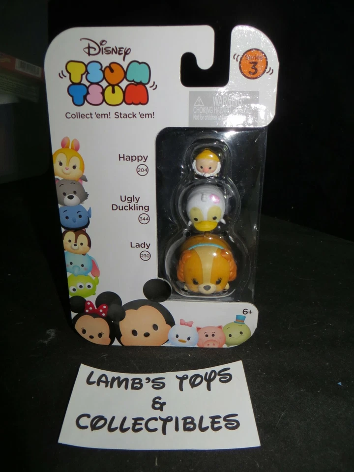 Vinis Disney Tsum Tsum série 3 empilháveis pacote com 3 figos Happy Ugly Duckling Lady - Imagem 1 de 4