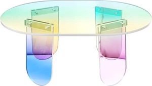 Artloge Acrylic Coffee Table Clear Accent Table Art Furniture Rainbow Home Decor - Picture 1 of 5