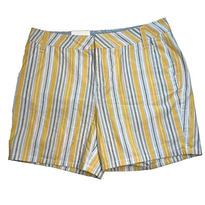 Marc Нью-Йорк желтый, серый и белый в полоску шорты с карманами, размер 6, новый с Ярлыками!! - Изображение 1 из 4