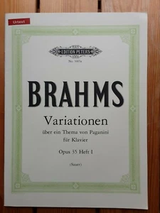Brahms Variations op.35 bk1on a Paganini Theme for Piano *NEW* Pub. Peters 3663a - Picture 1 of 3