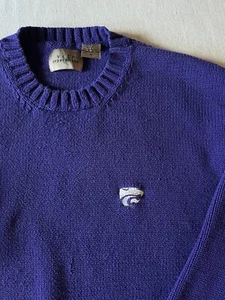Vintage Vesi Purple K-State Sweater Kansas State M Cotton Embroidered Power Cat - Picture 1 of 6