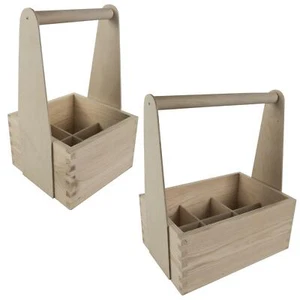 Decorative Wooden Bottle Carrier Holder Caddy Tote Trug Craft Personalization - Picture 1 of 18