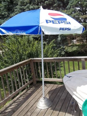 DE COLECCIÓN PEPSI COLA ~ PROMOCIÓN Vinilo Publicitario 7.5' Inclinable Patio Cubierta PARAGUAS Foto 1 de 4