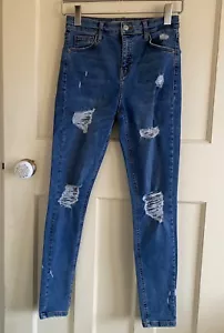 Topshop Moto Jamie Distressed Skinny Jeans Bawełna/Elastan Talia 28" w nogawce 28" - Zdjęcie 1 z 7