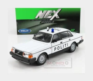 1:24 WELLY Volvo 240 Gl Politi Denmark Police 1986 White WE24102DK-W - Foto 1 di 2
