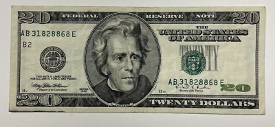 Series 1996 20 Dollar Bill Error Federal Reserve Note Print Down Right Shift NY - Image 1 of 4