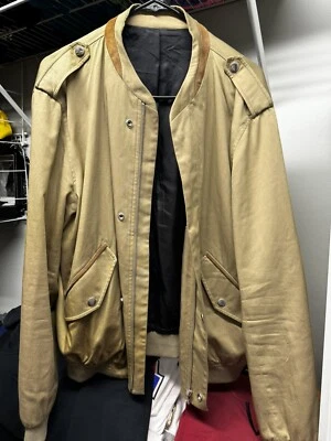 Kooples Tan Cotton Blend Harrington Jackets Bomber With Leather Hits 48 Medium - Image 1 of 4