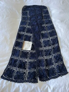 Fownes Womens Blue Open Knit Delicate Scarf | Granny Square - Picture 1 of 8