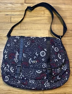 Dakine Computer Laptop Crossbody Messenger Bag Black Floral Print EUC - Picture 1 of 12
