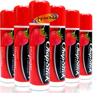 6x ChapStick Lip Balm Strawberry Classic For Dry Chapped Lips Chap Stick - Picture 1 of 1