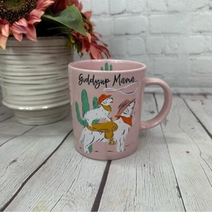 NWT prima design Giddyup Mama Pink Mug western cowgirl cactus saddle lasso - Picture 1 of 5