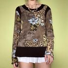 Y2k 2000s Gerry Weber  graphic patchwork top, funky animal print mesh, Size XL
