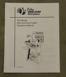 Manual de funcionamiento del torno de freno de disco y tambor FMC/John Bean 701 - Imagen 1 de 1