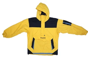 Columbia Vintage Half Zip Anorak Pouch Pocket Yellow Nylon Winter Coat Mens M - Picture 1 of 8