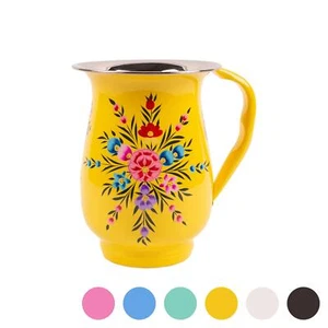 1x Pansy 1.7L Hand-Painted Picnic Water Jug Household Camping Pitcher - Picture 1 of 37