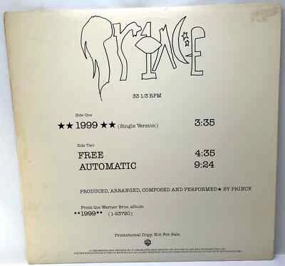 Prince-1999-12" single promo 33 RPM 1982 - Image 1 of 4