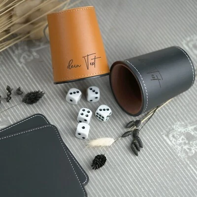 Würfelbecher Knobelbecher Gravur  personalisiert individuell mit Namen + Würfel - Bild 1 von 3