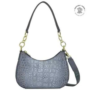 ANUSCHKA - 701 - Croc Embossed Leather Small Convertible Hobo - VERY CUTE - Picture 1 of 5