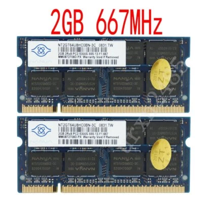 4GB 2x 2GB / 1GB PC2-5300S DDR2-667 SO-dimm 200pin Laptop Memoria per NANYA IT - Immagine 1 di 4