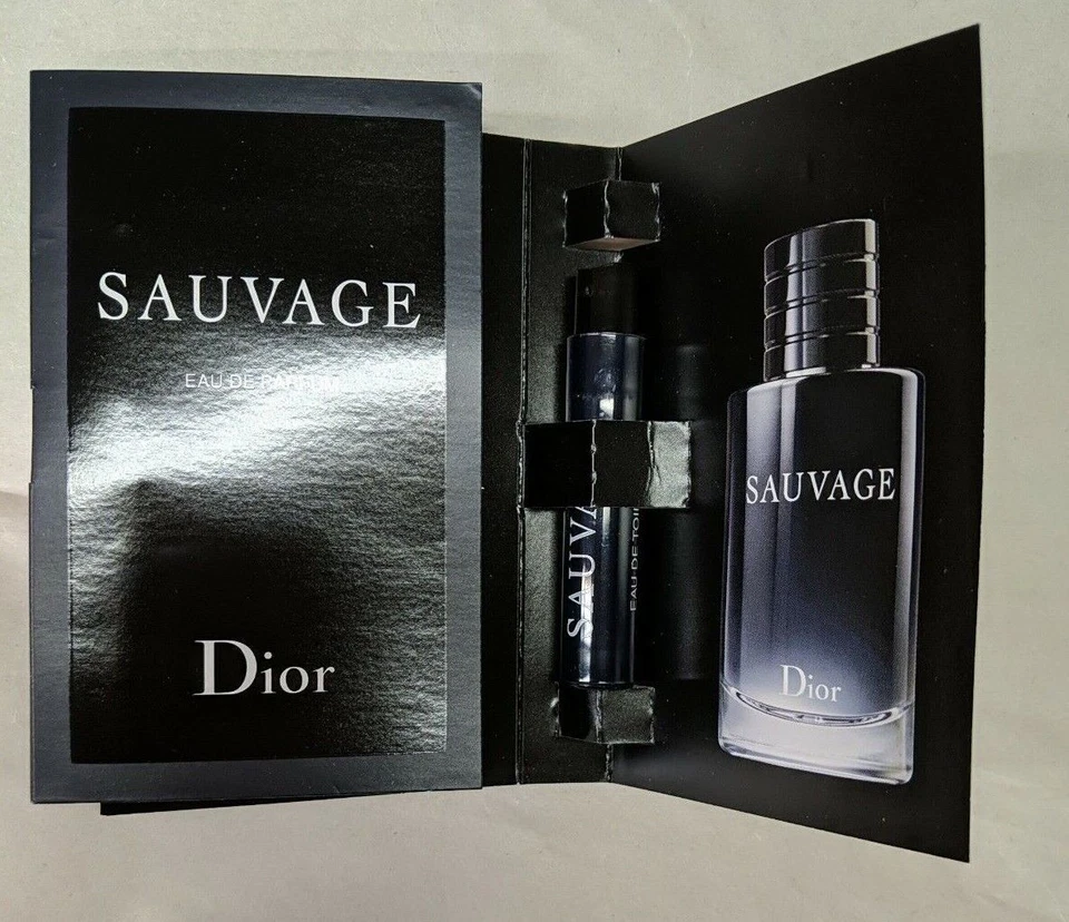 Lote de 2 Dior Sauvage Eau De Toilette Masculino Amostra Spray - Cartão Frasco de 0,03 oz/1 ml - Imagem 1 de 1