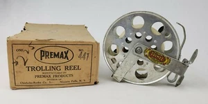 RARO Carrete de arrastre Premax 441 caja original señuelo de pesca Chrisholm Ryder Co vintage - Imagen 1 de 12