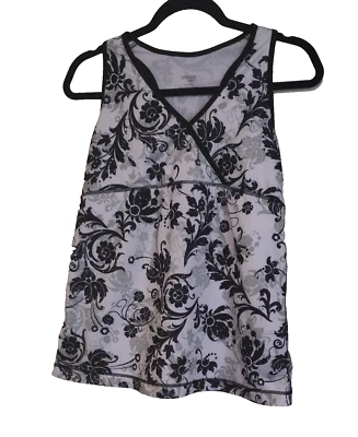 Camiseta sin mangas vintage Danskin Babydoll para mujer XL negra gris sujetador de estante bolsillo elástico Foto 1 de 4