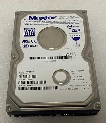 YAR51FW0 Maxtor MaxLine Plus II  250Gb 3.5" SATA / 150 Hard Drive - Image 1 of 2
