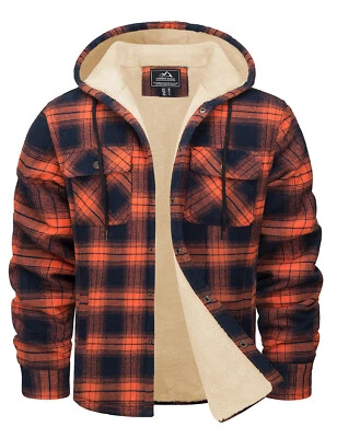 Mens Flannel Jackets Lightweight Fleece Lined Plaid Shirts Winter Soft Warm Coat - Image 1 of 4